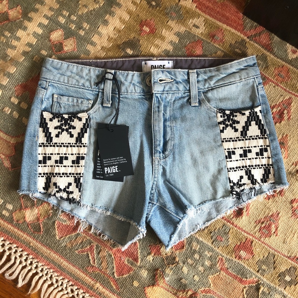 PAIGE Keira Shorts Mayan Piecing NWT